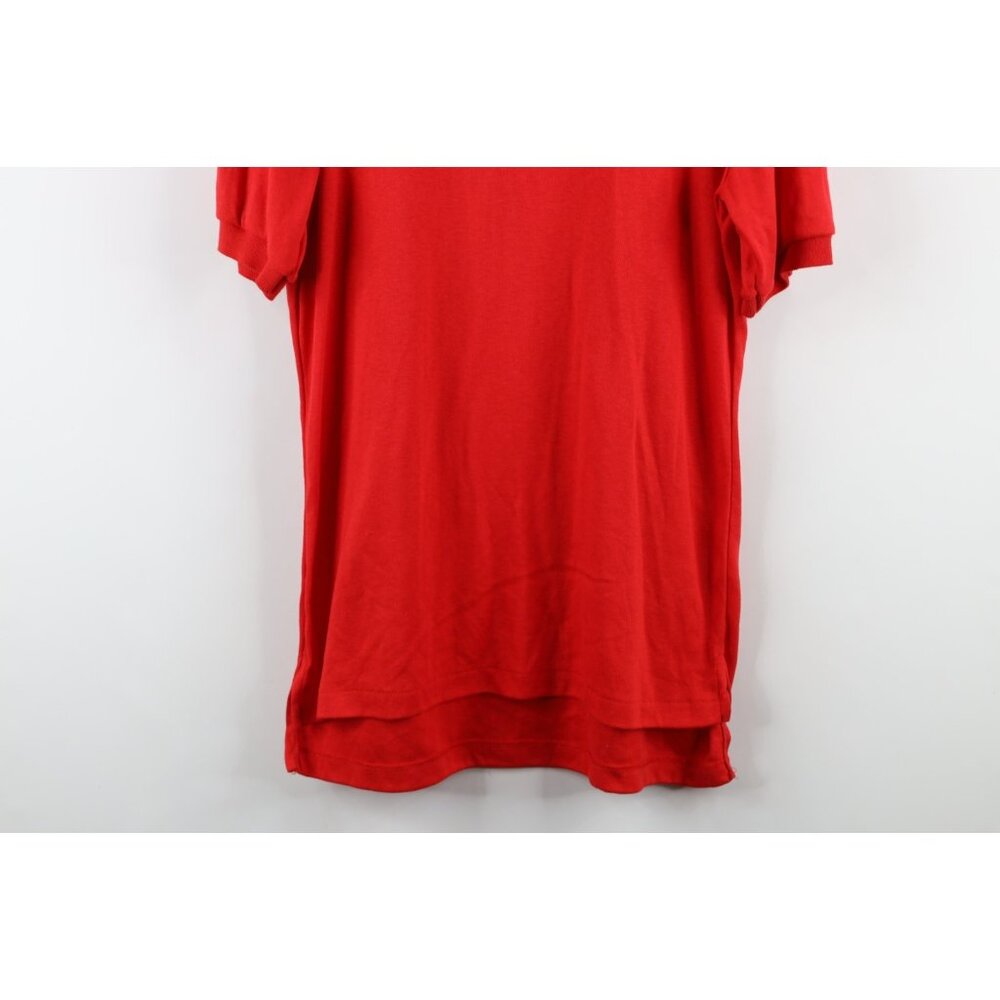 Vtg 80s 90s Streetwear Mens Medium Blank Knit Collared Golf Polo Shirt Red USA - Picture 3 of 15